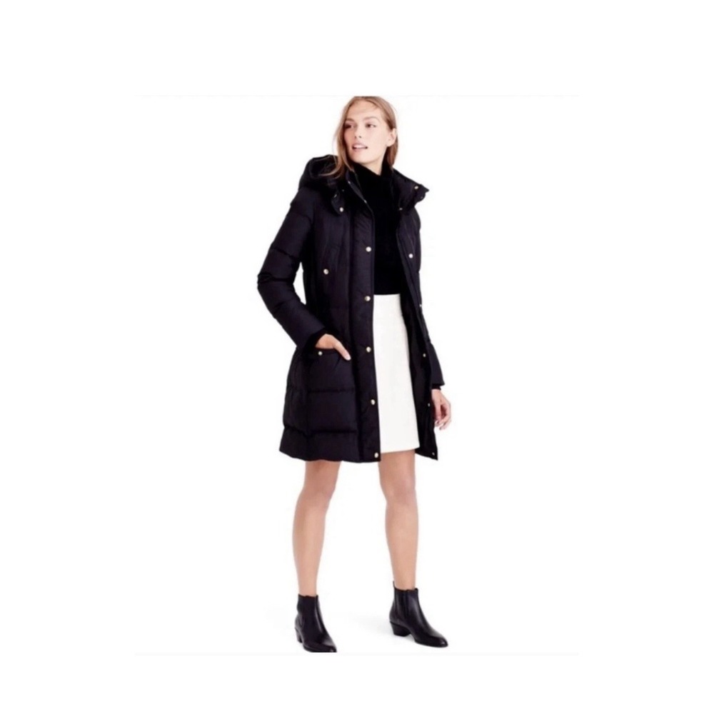 J Crew Women's Long Beltedā Wintress Down Puffer Parka Golden Button Small